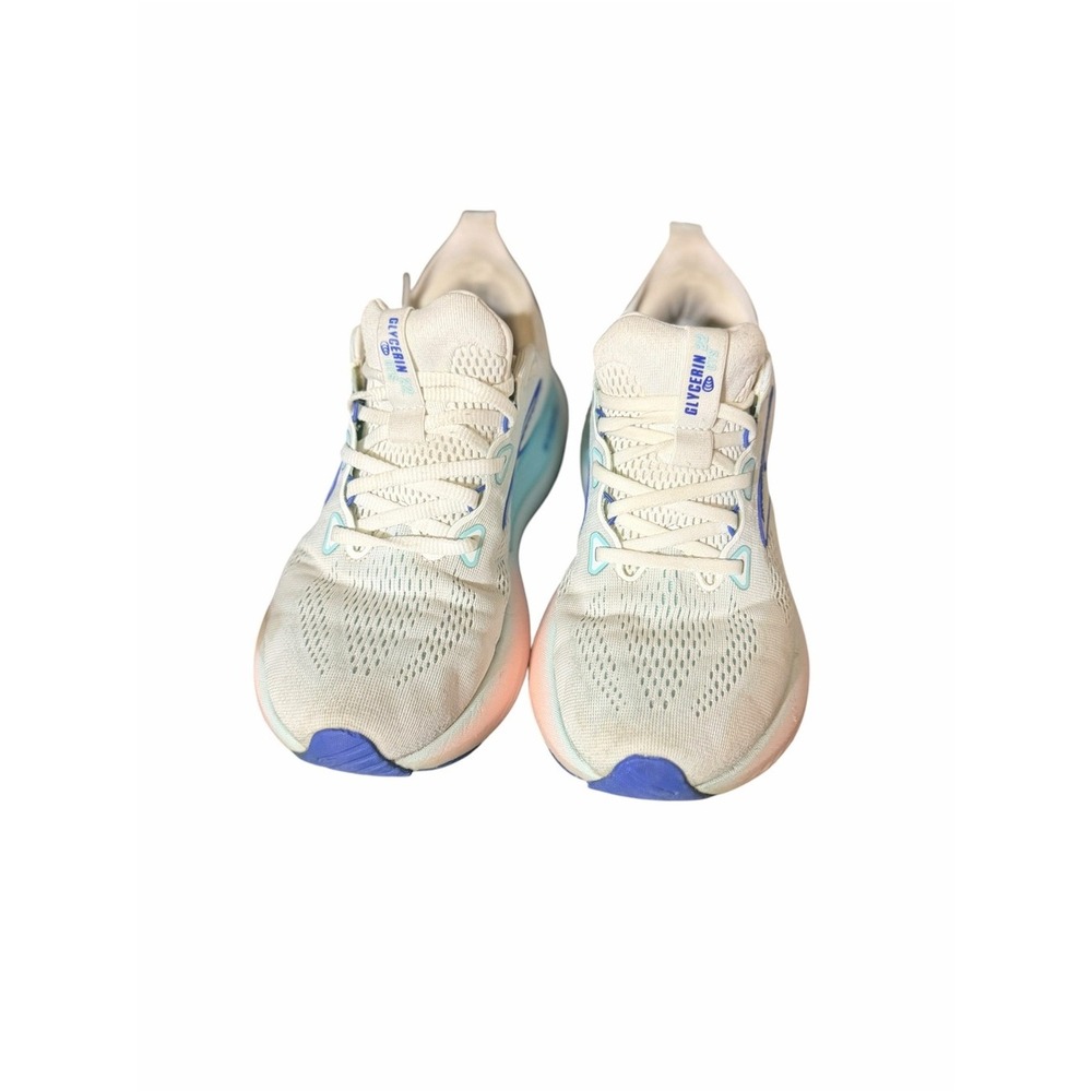 Brooks Glycerin GTS 22 Women 8 B White Blue Running Shoes 1204351B110 Good - Picture 2 of 6